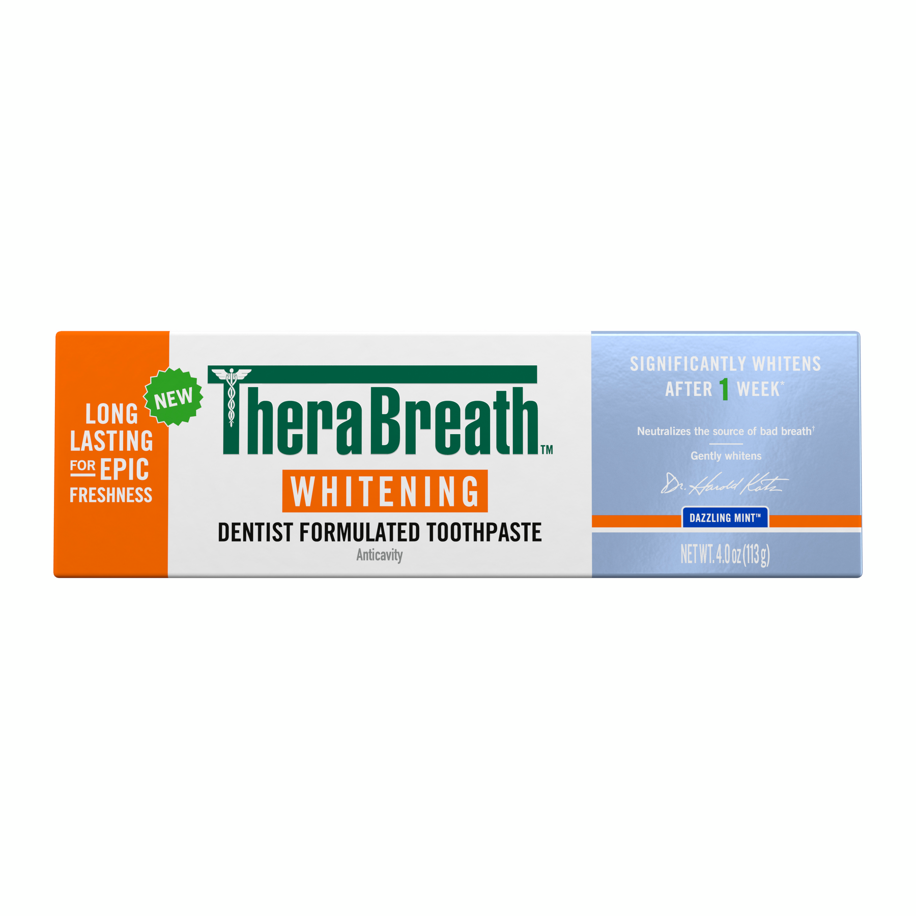 TheraBreath Whitening Toothpaste, Peroxide-Free & Anticavity, Dazzling Mint