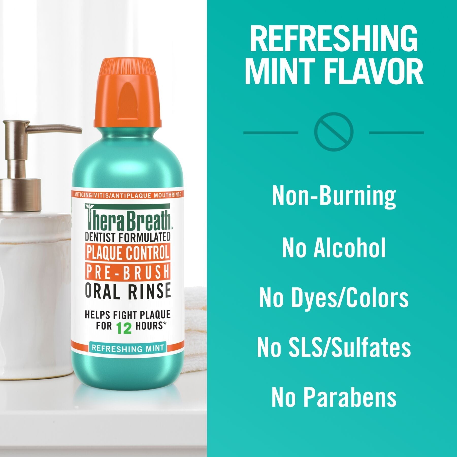 Plaque Control Pre-Brush Oral Rinse - Refreshing Mint Flavor